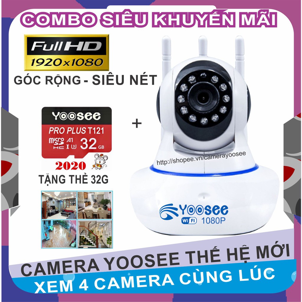 [COMBO] Camera IP YooSee thế hệ mới 2.0 3anten - kèm thẻ nhớ 32G | WebRaoVat - webraovat.net.vn