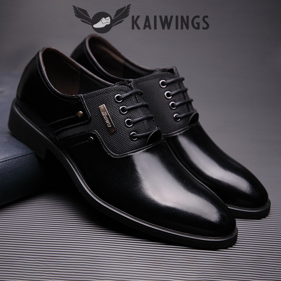 Giày Tây Nam Buộc Dây Công Sở Đẹp KAIWINGS Giày Nam Cao Cấp Da Bò Thật Hàn Quốc GD87