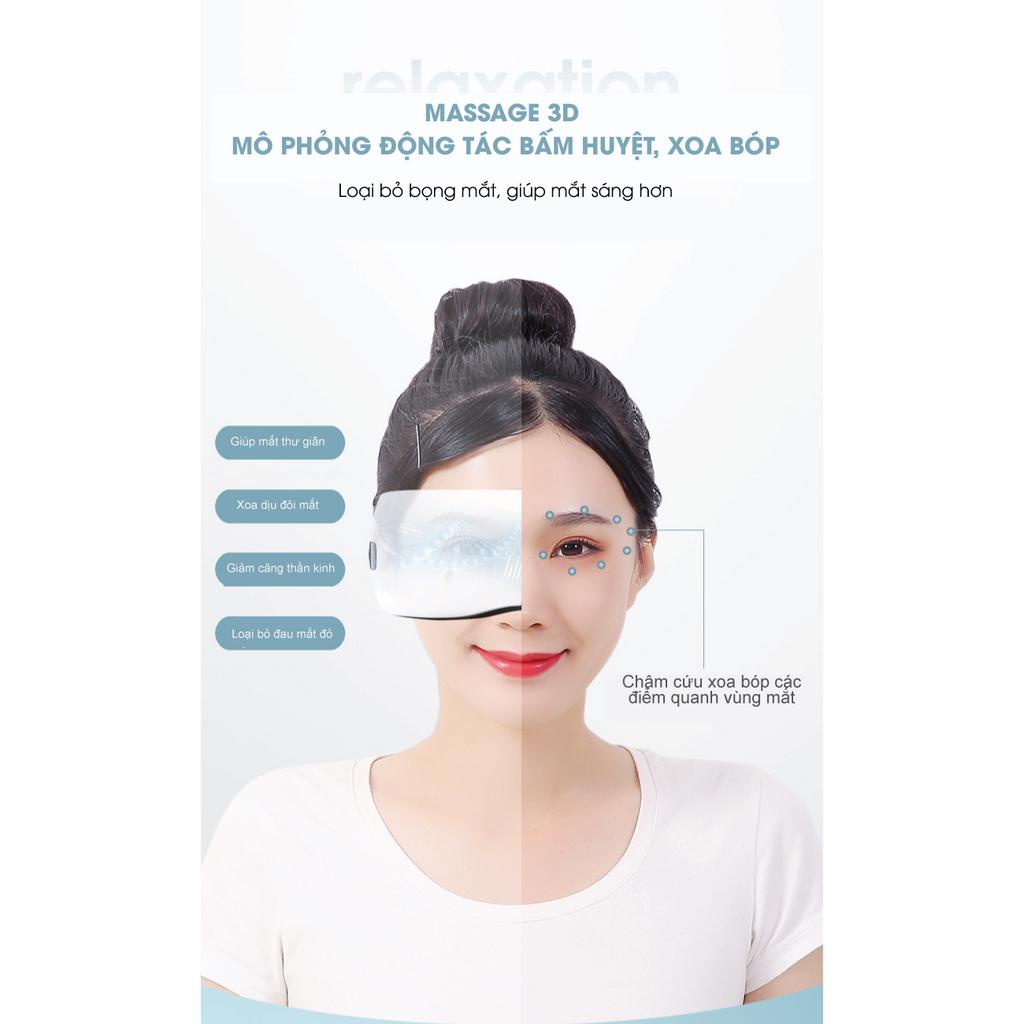Máy Massage Mắt Tích Hợp Bluetooth Nghe Nhạc Thư Giãn Giảm Bọng Mắt, Thâm Mắt- 5 Chế Độ Massage Khác Nhau, Gấp Gọn 180°