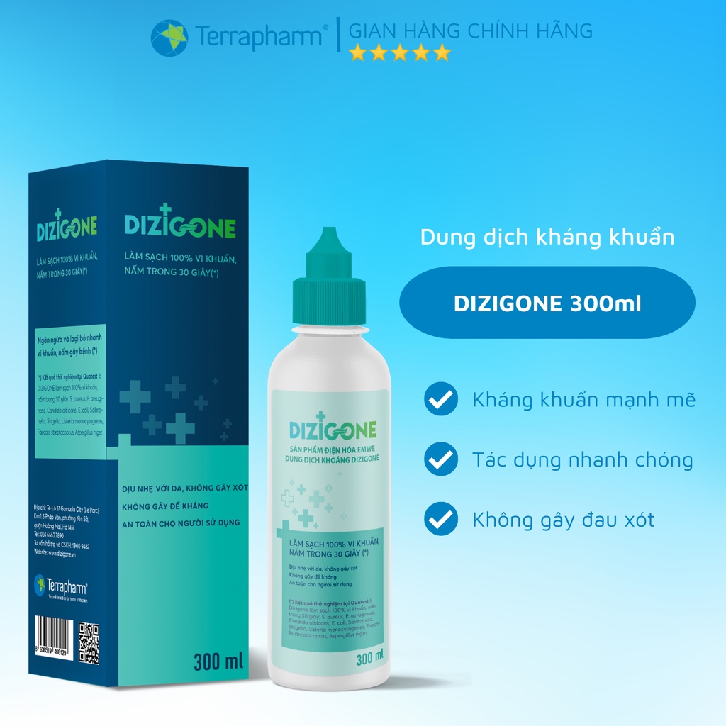 Dung dịch kháng khuẩn DIZIGONE chăm sóc tổn thương lành nhanh, không đau xót, tái tạo da, ngăn ngừa sẹo 300ml