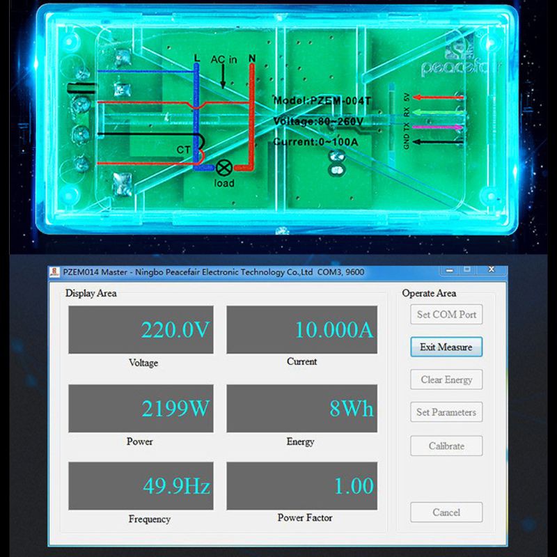 Mô-đun truyền thông TTL Modbus-RTU AC một pha 100A cải tiến PZEM-004T phiên bản 3.0