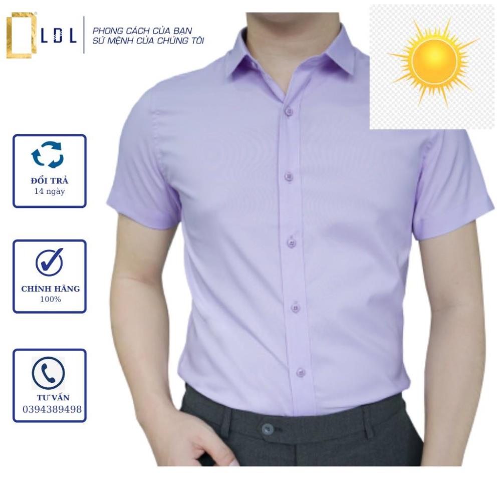 Áo Sơ Mi Nam Tay Ngắn Công Sở Cao Cấp LDL, Sơ Mi Trơn Màu Trắng Đen Xanh Đỏ Đô Ghi Tím