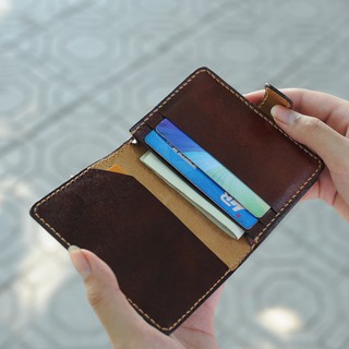 Ví da đựng thẻ dạng gập - Da bò nhập khẩu - Đồ da Handmade