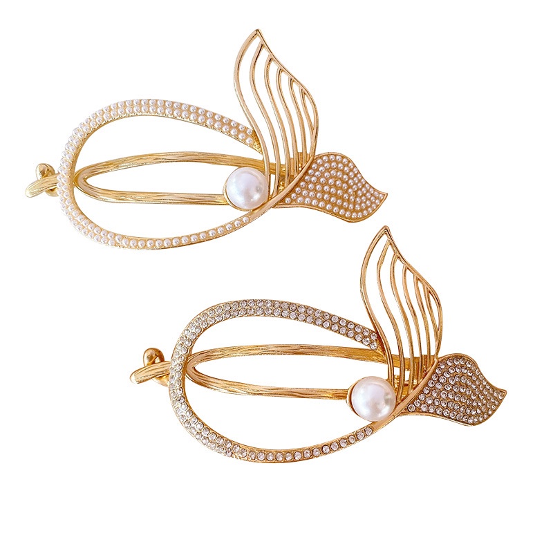 Kẹp Tóc Đuôi Cá Đính Ngọc Trai Phong Cách Hàn Quốc Đơn Giản Mới 2022