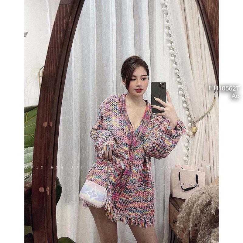 Set 4 -áo sơ mi tay dài phối áo gilê len viền sát nách + chân váy ngắn xếp ly +cà vạt 1023 thaotranshop90