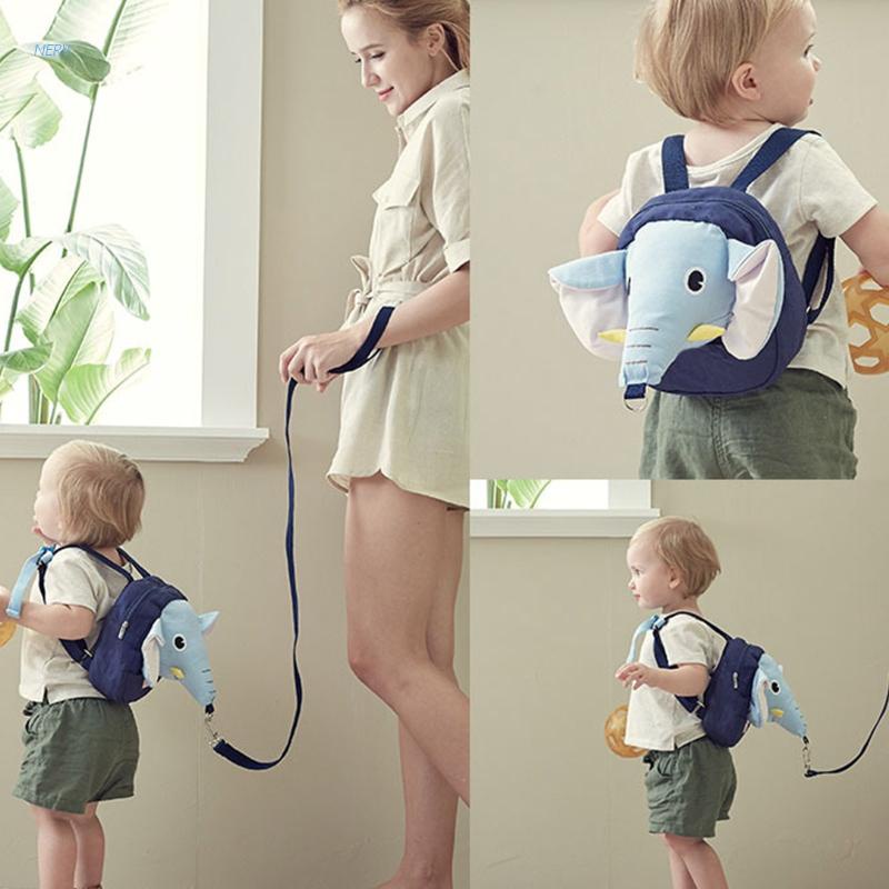 Ba Lô Đi Học Hình Voi Dễ Thương Có Dây Chống Thất Lạc Cho Bé