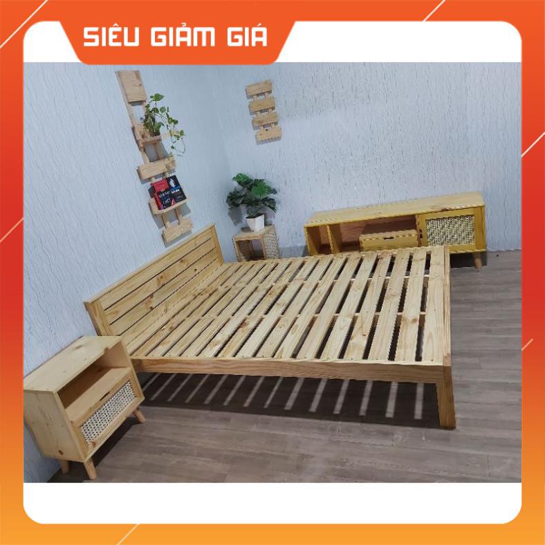 (Xưởng Nhà Làm) GIƯỜNG NGỦ GỖ THÔNG CAO CẤP 1.6x2M