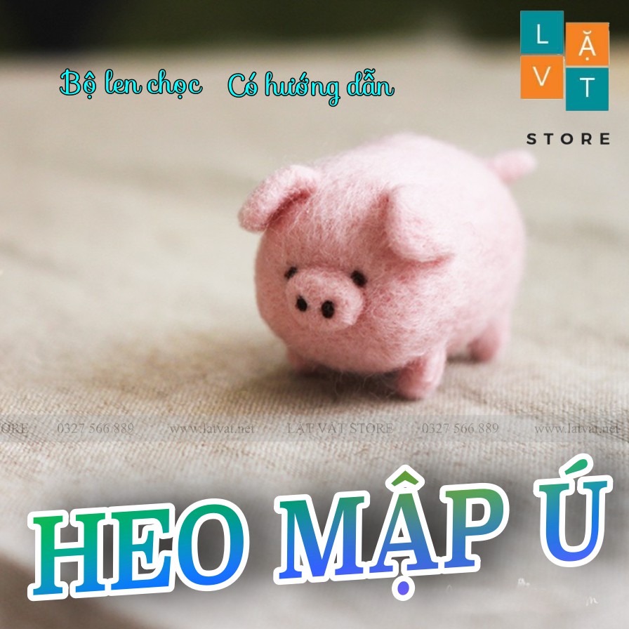 Bộ len chọc Heo Mập Ú có hướng dẫn - Needle Felting Pig - Có video hướng dẫn