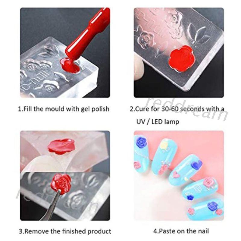 Set 12 Khuôn Silicon Hỗ Trợ Trang Trí Móng Tay