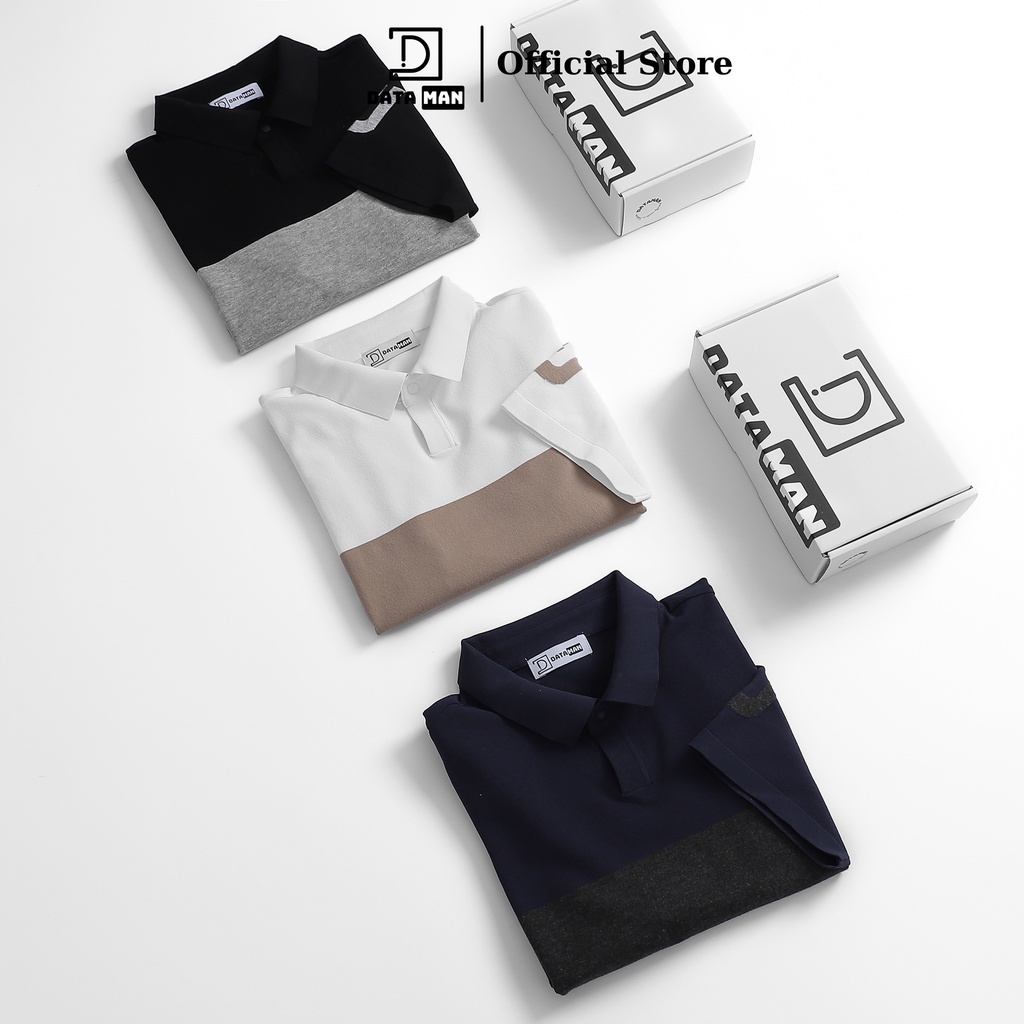 Áo POLO nam dệt kim xuất xịn DATAMAN chất liệu mềm mại, họa tiết FJ tay áo, dáng polo golf - ALPL2307