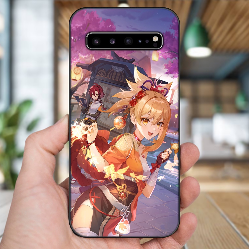 Ốp lưng Samsung S10, S10 5G, S10 Plus viền đen in hình Yoimiya Genshin Impact