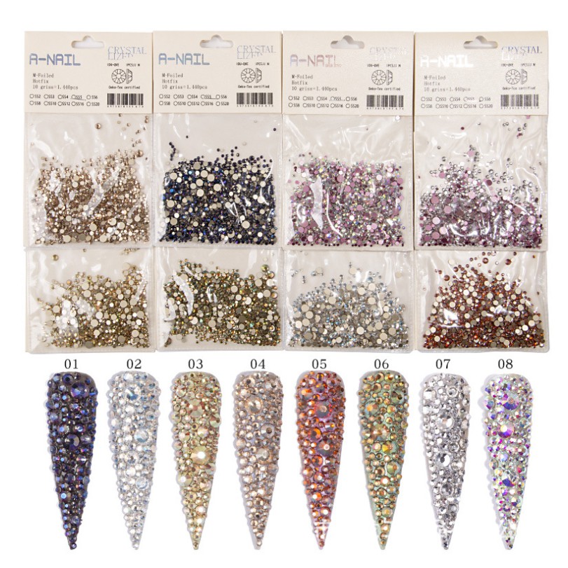 Đá giả Úc Crystal A-Nail mix size (1.440 viên)