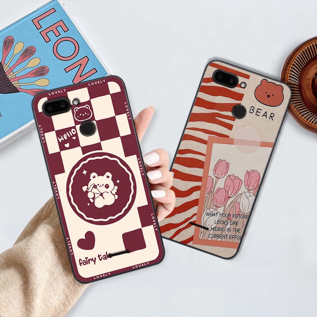 Ốp Xiaomi Redmi 6 gấu Bear rick caro vuông thời trang siêu đẹp