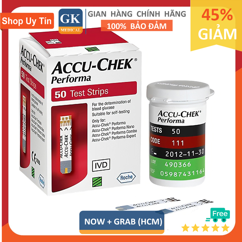 [⚡Now+Grab⚡] [50 QUE] Que Thử Đường Huyết: Accu Chek Performa (AccuChek - Accu-Chek) Date Xa - GK0059