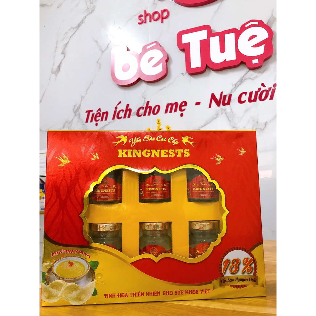 [CHẤT LƯỢNG] Nước Yến Sào Cao Cấp KingNests Chưng Đường Phèn/ Ăn Kiêng/ Nhân Sâm 18% Tổ Yến Nguyên Chất (6 lọ x 70ml)