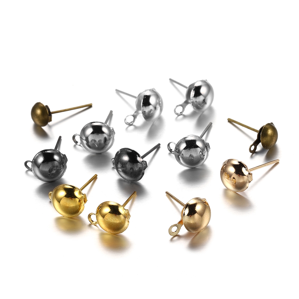 50-100 cái / lốc 4 5 6 8 10mm bông tai bi  bóng hợp kim để tự làm đồ trang sức thủ công Làm phát hiện phụ kiện Nguồn cung cấp