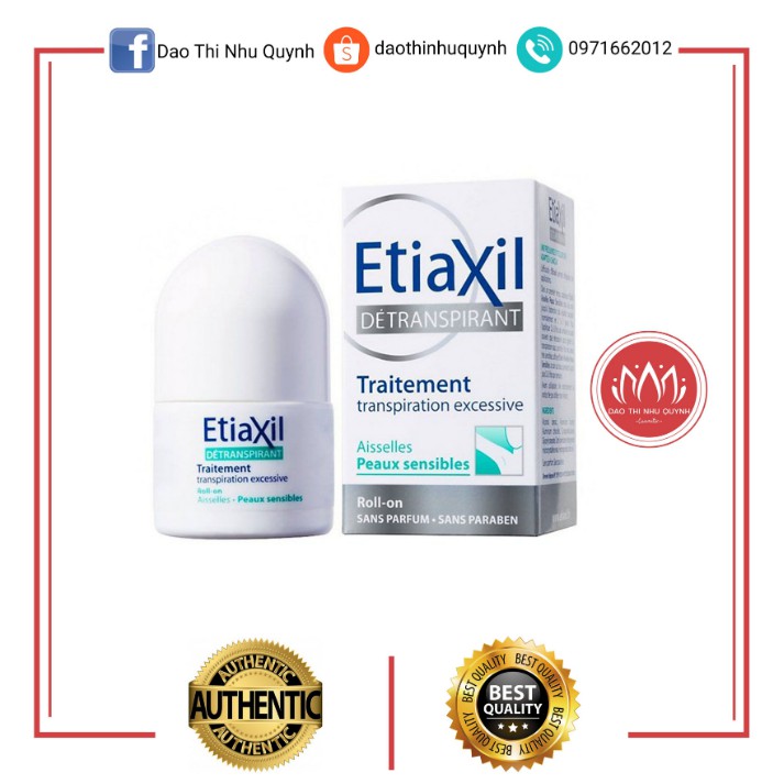 Lăn Khử Mùi Etiaxil Ngăn Mồ Hôi nách Hiệu Quả Etiaxil 15ml Xanh - Da nhạy cảm - Đỏ da thường - Nâu