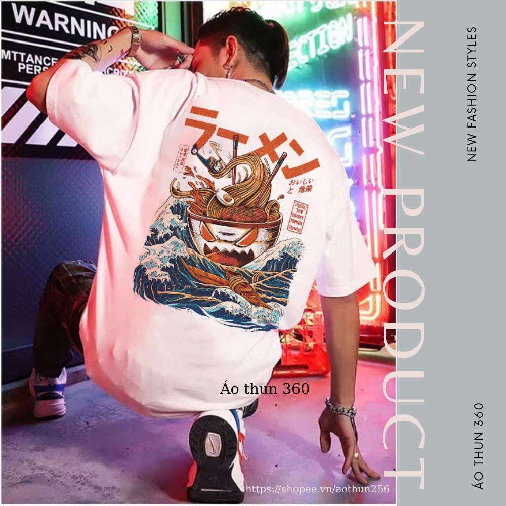 Áo phông rộng nam nữ unisex Hàn Quốc Mì RAMEN phong cách Ulzzang tee basic oversize áo tay lửng streetwear