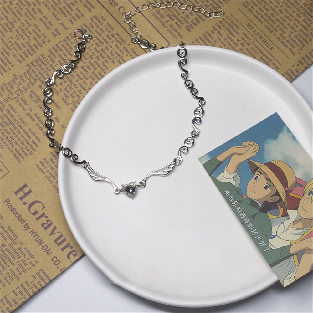 Vòng cổ choker hình đôi cánh thiên thần đính đá thời trang dành cho nữ