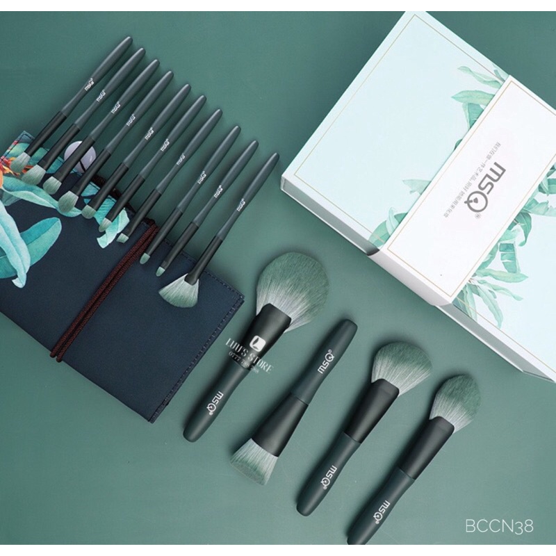 Bộ Cọ MSQ Xanh Rêu Túi Hoa 14 Cây BCCN38