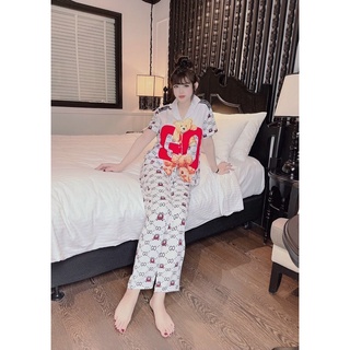 Bộ Pijama Thiết Kế Quần Dài Tay Cộc Lụa Mango Cao Cấp