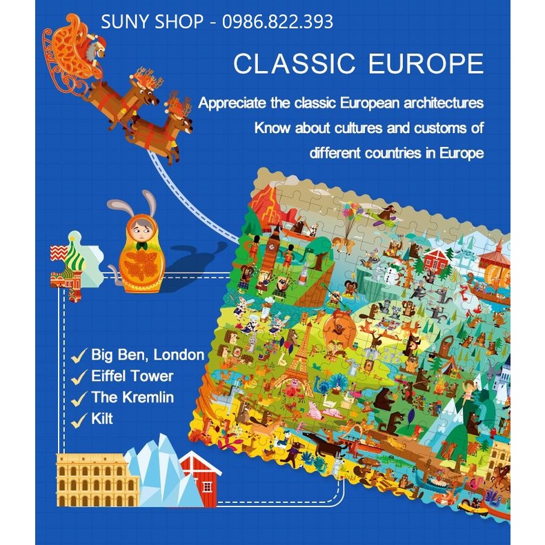 XẾP HÌNH CHO BÉ TRAVEL AROUND THE WORLD-MIDEER-CHÍNH HÃNG