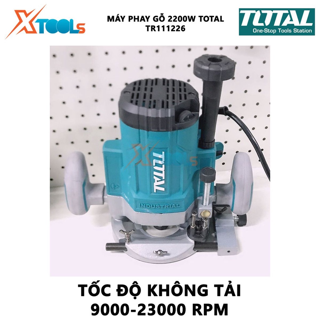 Máy phay gỗ Total TR111226 Máy soi gỗ cầm tay Công suất: 2200W Tốc độ không tải: 9000-23000rpm, tạo lượn tròn ván sàn