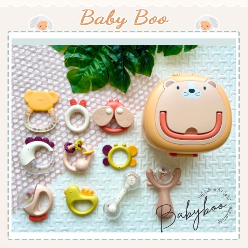Bộ xúc xắc gặm nướu Duhoon 10 chi tiết kèm hộp đựng [ babyboo]