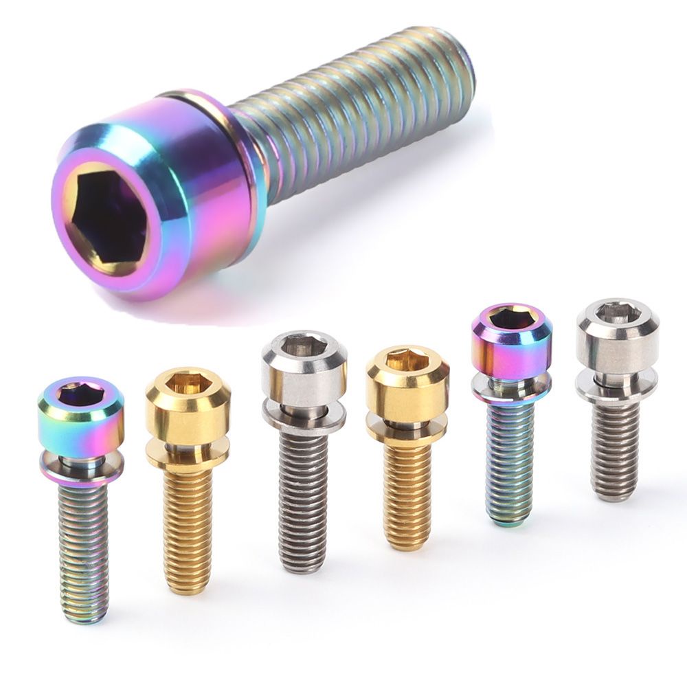 Ốc vít cố định pô tăng xe đạp 16mm / 18mm / 20mm M5 Tc4 bằng titan nhiều màu