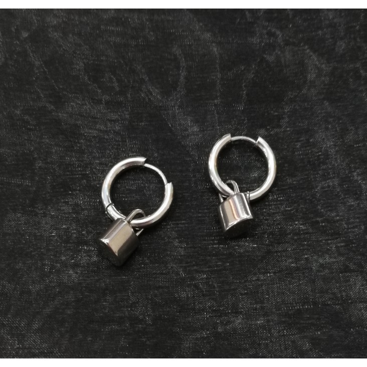 Khuyên Tai Thép Titan Hình Ổ Khóa Độc Đáo Cá Tính