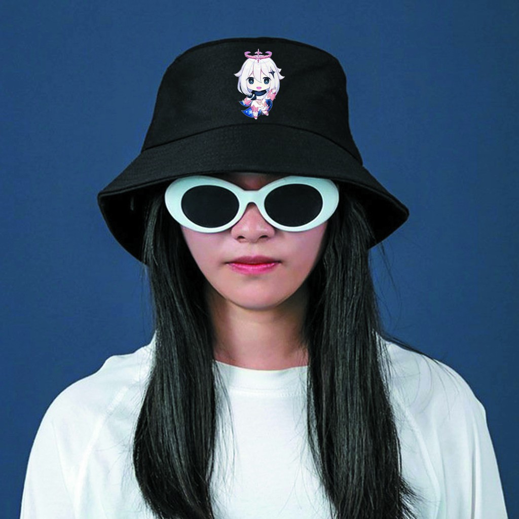 Mũ bucket Genshin Impact game chibi nón đen đi học thời trang m01