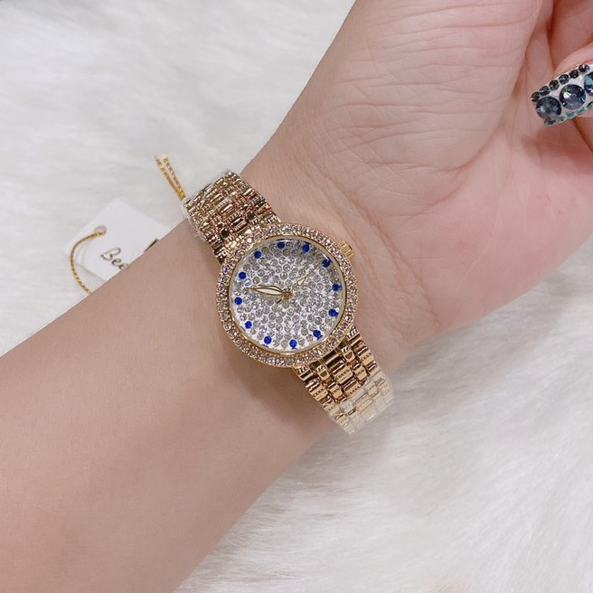 Đồng hồ nữ BEE SISTER, full đá, số đính kim cương xanh, full box, thẻ bảo hành 12 tháng - Dongho.BS