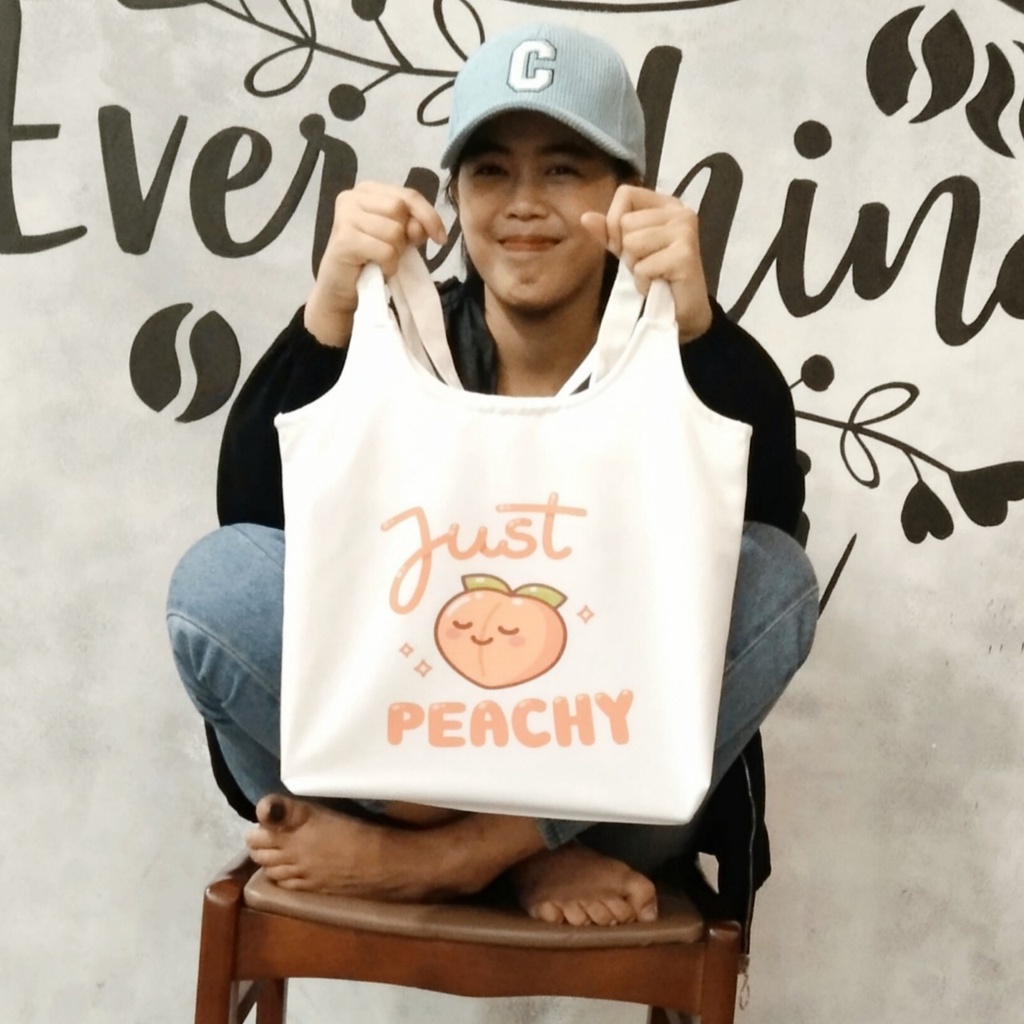 Túi tote, vải canvas 100% poli cao cấp, phong cách thời trang ulzzang, có khoá miệng xịn xò JUST PEACHY mã K23