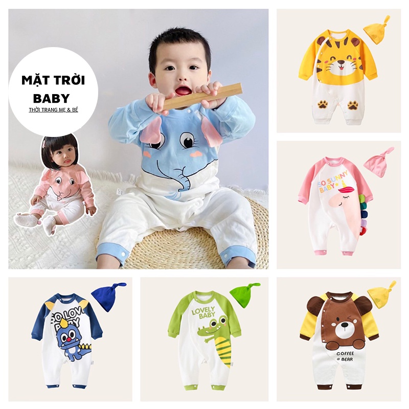 Bodysuit hình động vật dễ thương kèm mũ cho bé