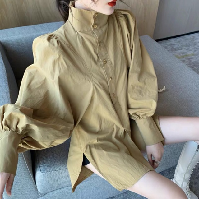 Áo sơ mi tay phồng nút cài