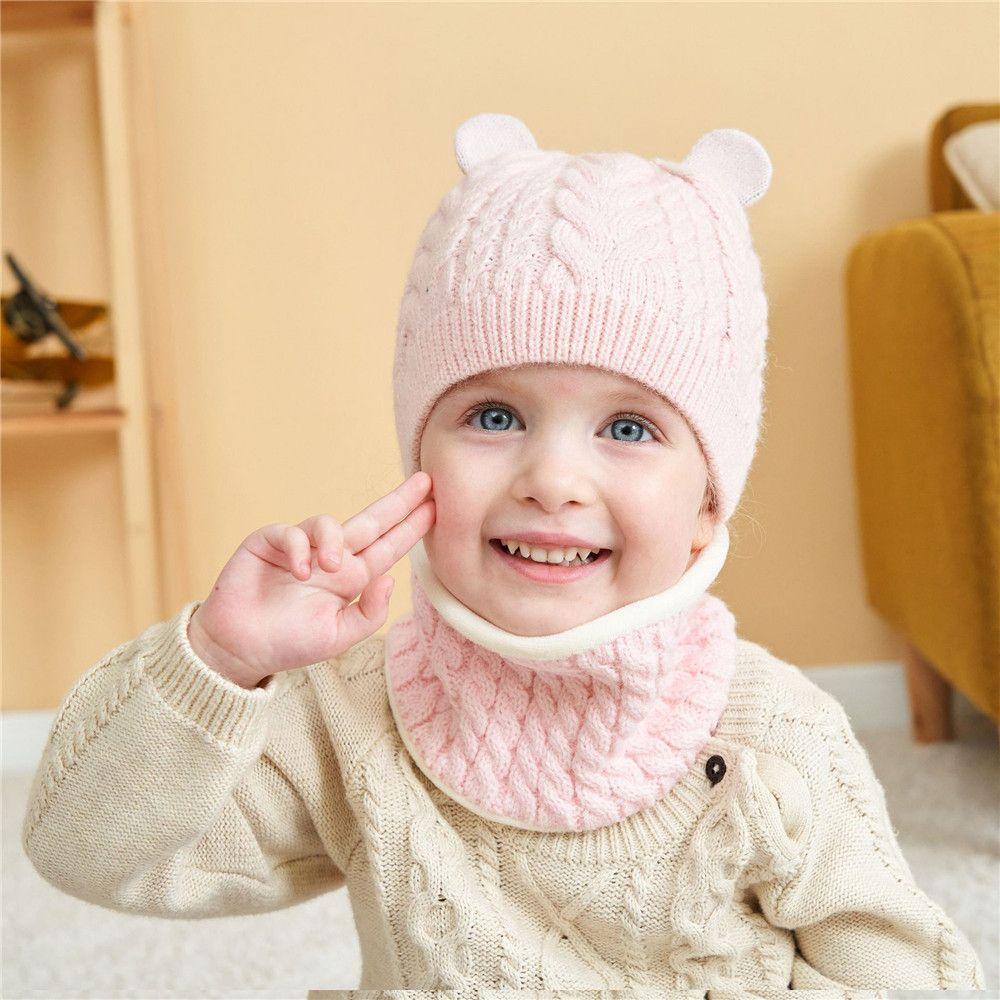 Mũ Len Kết Hợp Khăn Choàng Cổ Dày Dặn Chống Gió Thời Trang Cho Bé 0-3 Tuổi LAYOR1 Tuổi