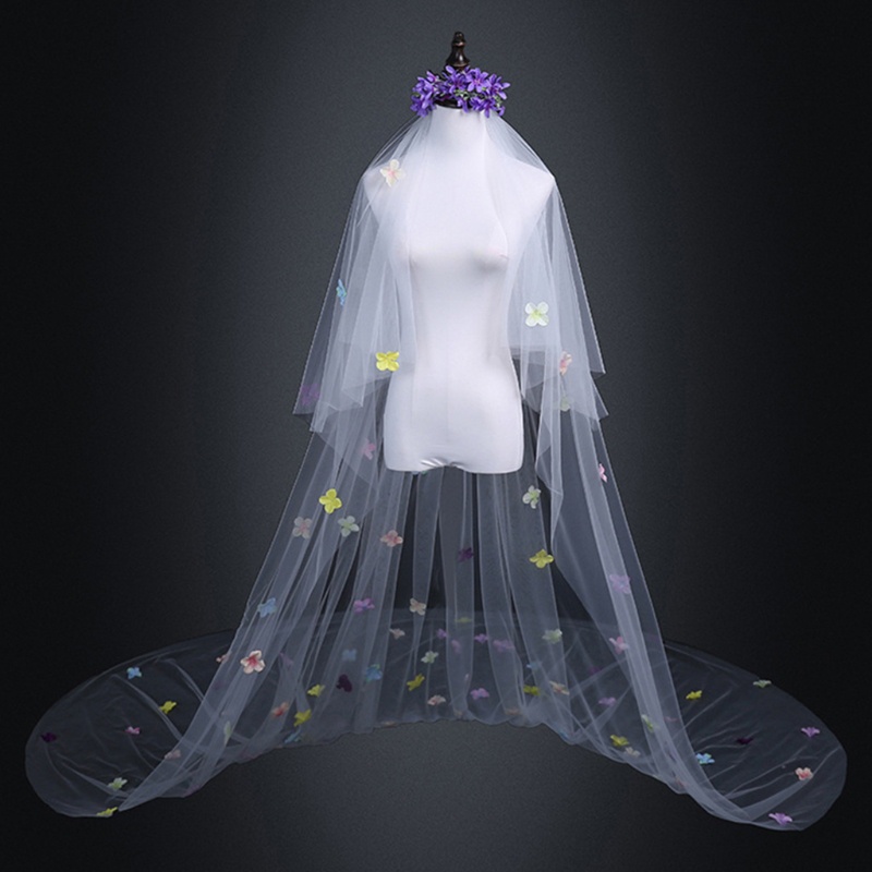 Mạng Che Mặt Vải Tuyn 1 Lớp Không Cắt 4 Màu Sắc Dành Cho Cô Dâu