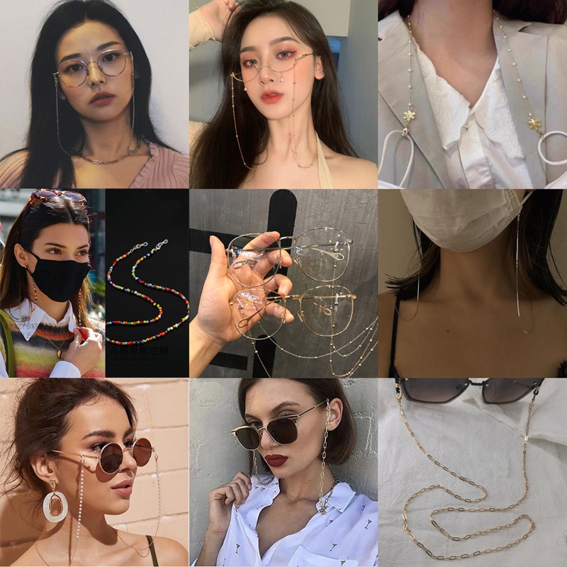 Dây đeo mắt kính dạng chuỗi hạt ngọc trai thời trang unisex