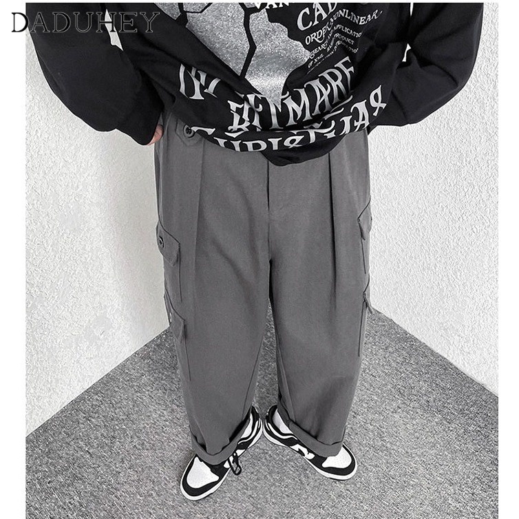 DaDuHey Men's Trendy Versatile Pocket Workwear Pants Ins Harajuku Style Loose Fashion Brand Casual Pants