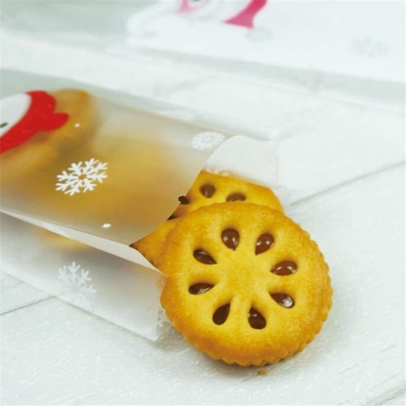 Set 50 túi nhựa đựng bánh quy họa tiết giáng sinh