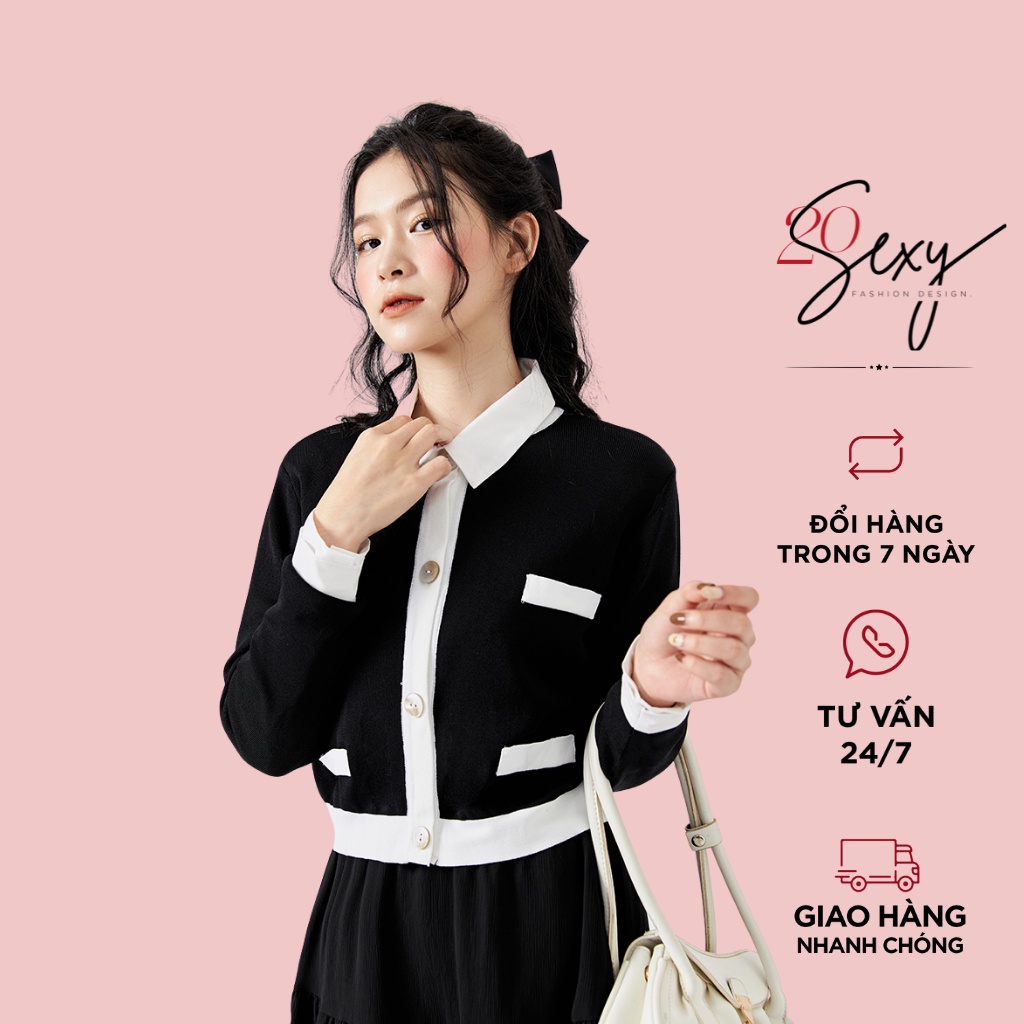 Áo len cardigan nữ dáng ngắn 20Sexy by 20AGAIN, chất len montoghi mịn, co giãn tốt KLA0066