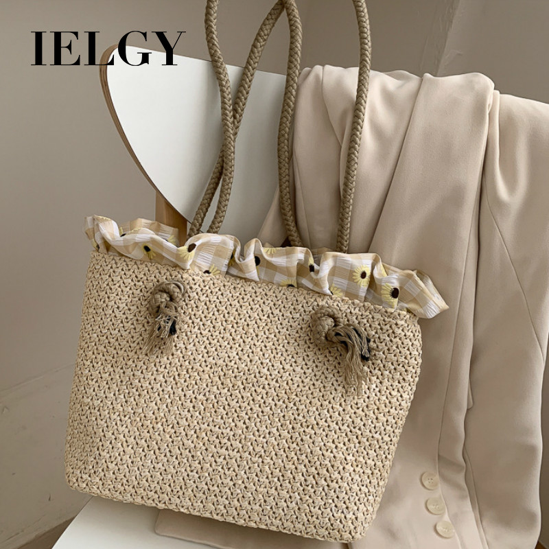 Túi cói nữ IELGY cỡ lớn kiểu dáng đơn giản thời trang