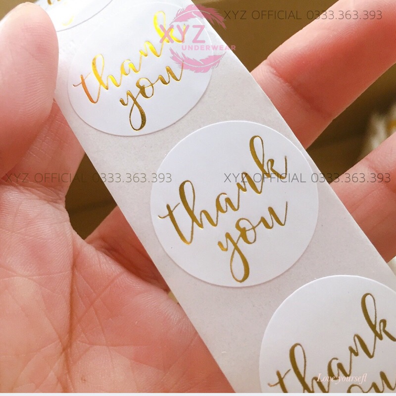 50- 100 Sticker miếng dán  thank you ánh nhũ trang trí hộp quà, túi giấy, trang trí gói hàng,giấy gói quần áo dễ thương.