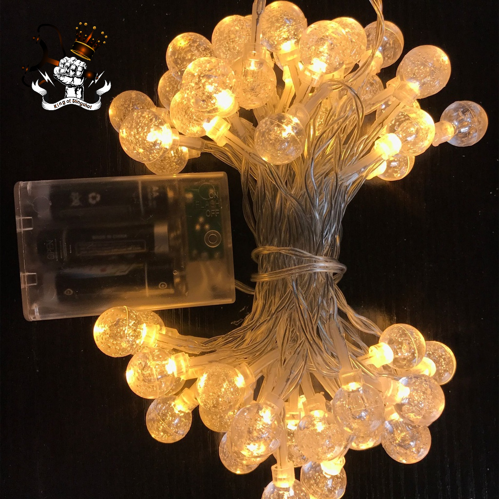 Đèn LED trang trí dây bóng tròn vàng ấm không nháy dùng pin tiện lợi, dùng đi du lịch cắm trại dã ngoại tiện lợi-DCP7