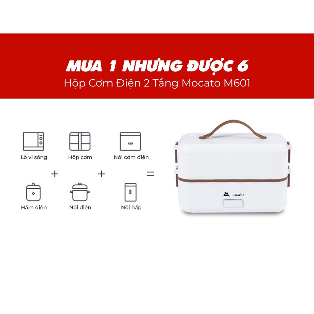 [Mã ELTECHZONE giảm 6% đơn 500K] Hộp Cơm Điện 2 Tầng Mocato M601- Chính Hãng Bảo Hành 12 Tháng | BigBuy360 - bigbuy360.vn