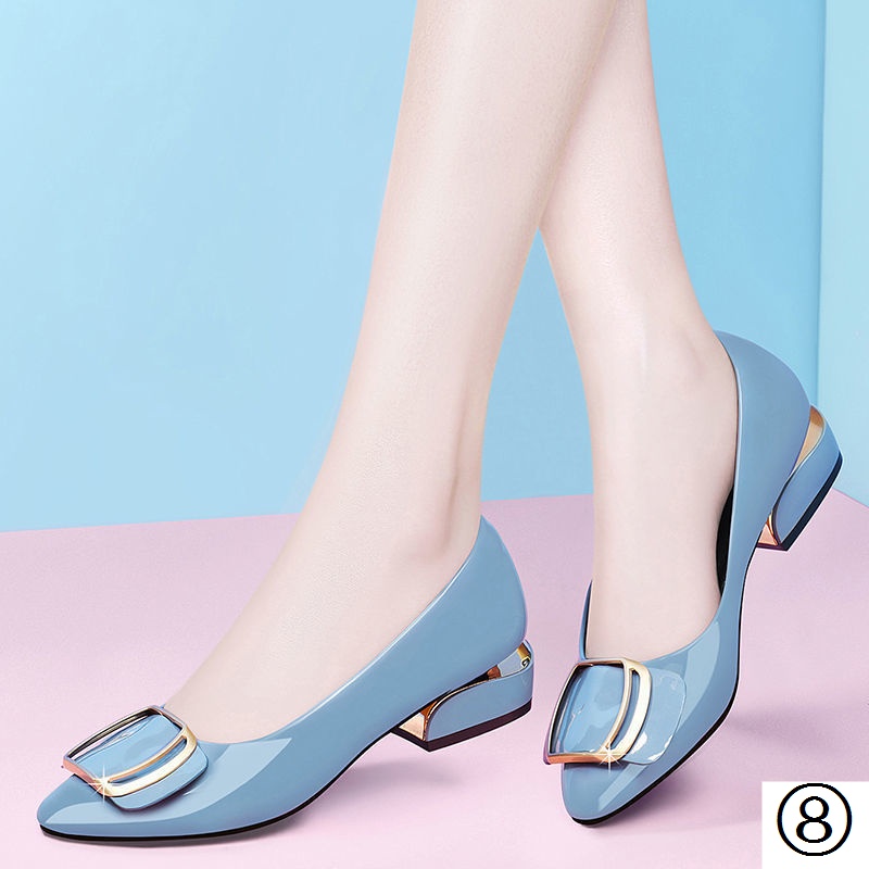 Giày Cao Gót Da Mềm Dày Dặn Mũi Nhọn Thời Trang Mùa Hè 2021 Cho Nữ