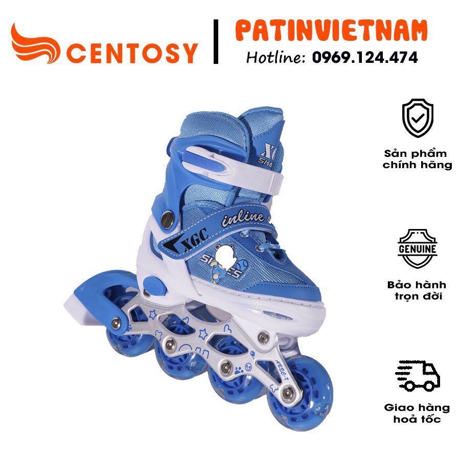 Giày patin trẻ em Papaison A2, giày trượt patin giá rẻ bánh đầu phát sáng .