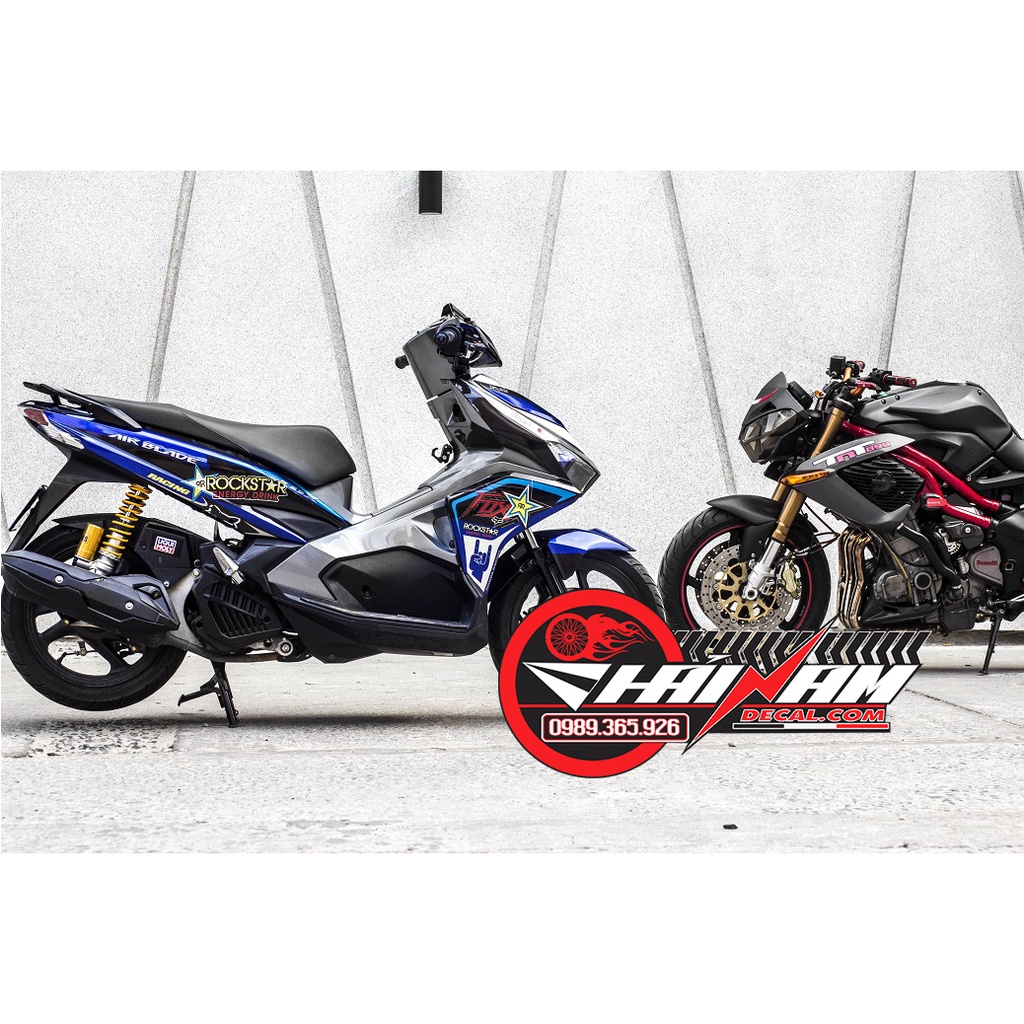 Tem Trùm Air Blade Xanh Đen Rockstar