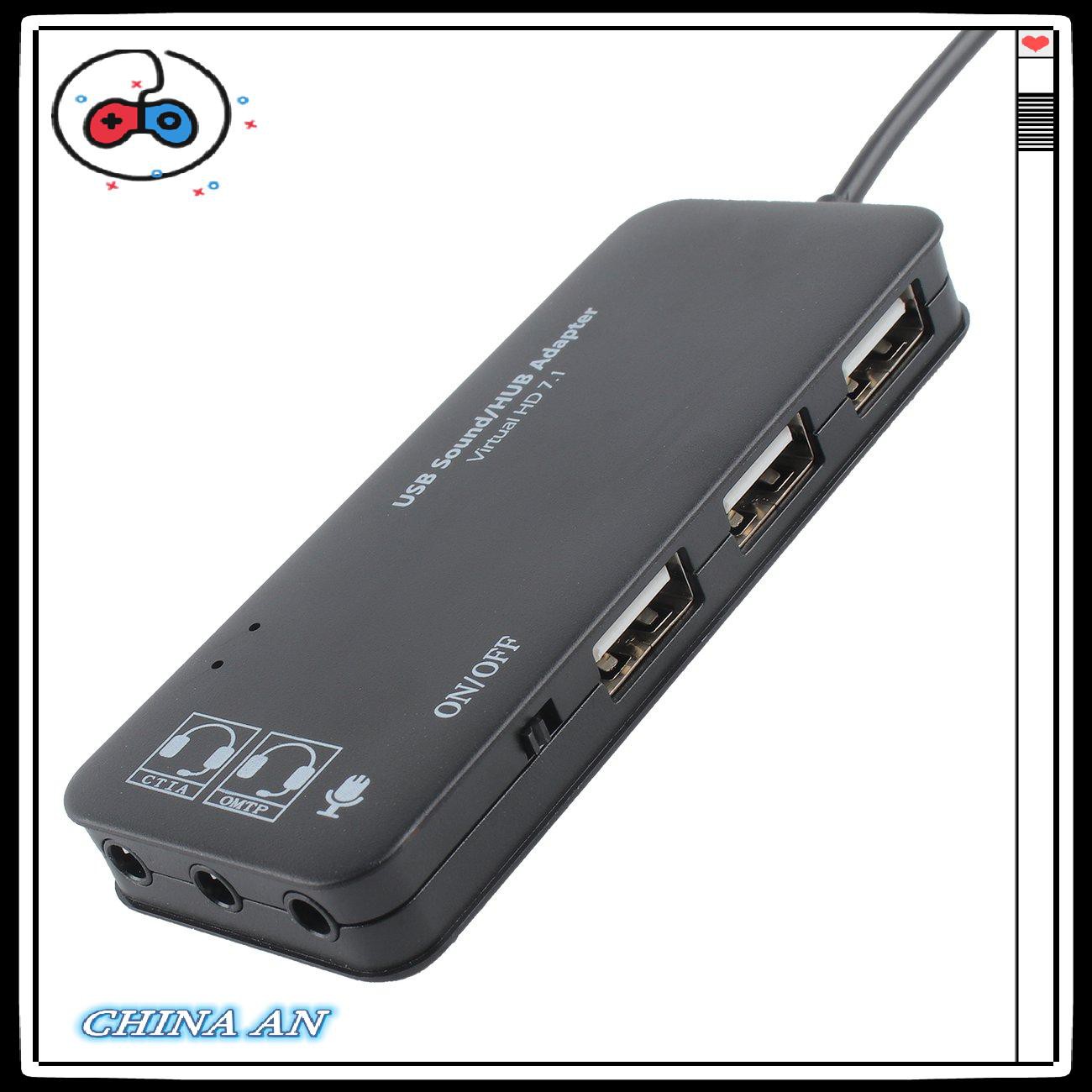 ⚡Hot sản phẩm/3 Port USB2.0 Hub External USB Sound Card No External Driver Stereo Sound Card