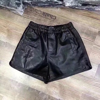 Quần sooc da chun cúc